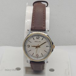 Nice RELIC Ladies Quartz Watch With Date Leather Band New Battery