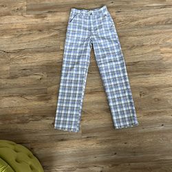 Full Tilt Blue And Light Brown Plaid Pants 