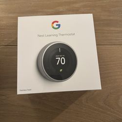 Google Nest 3rd Gen Smart Learning Thermostat - Stainless Steel (T3007ES) Sealed