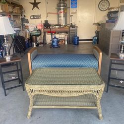 Chair Bench End Tables Wicker Coffee Table Lamps Home Furniture