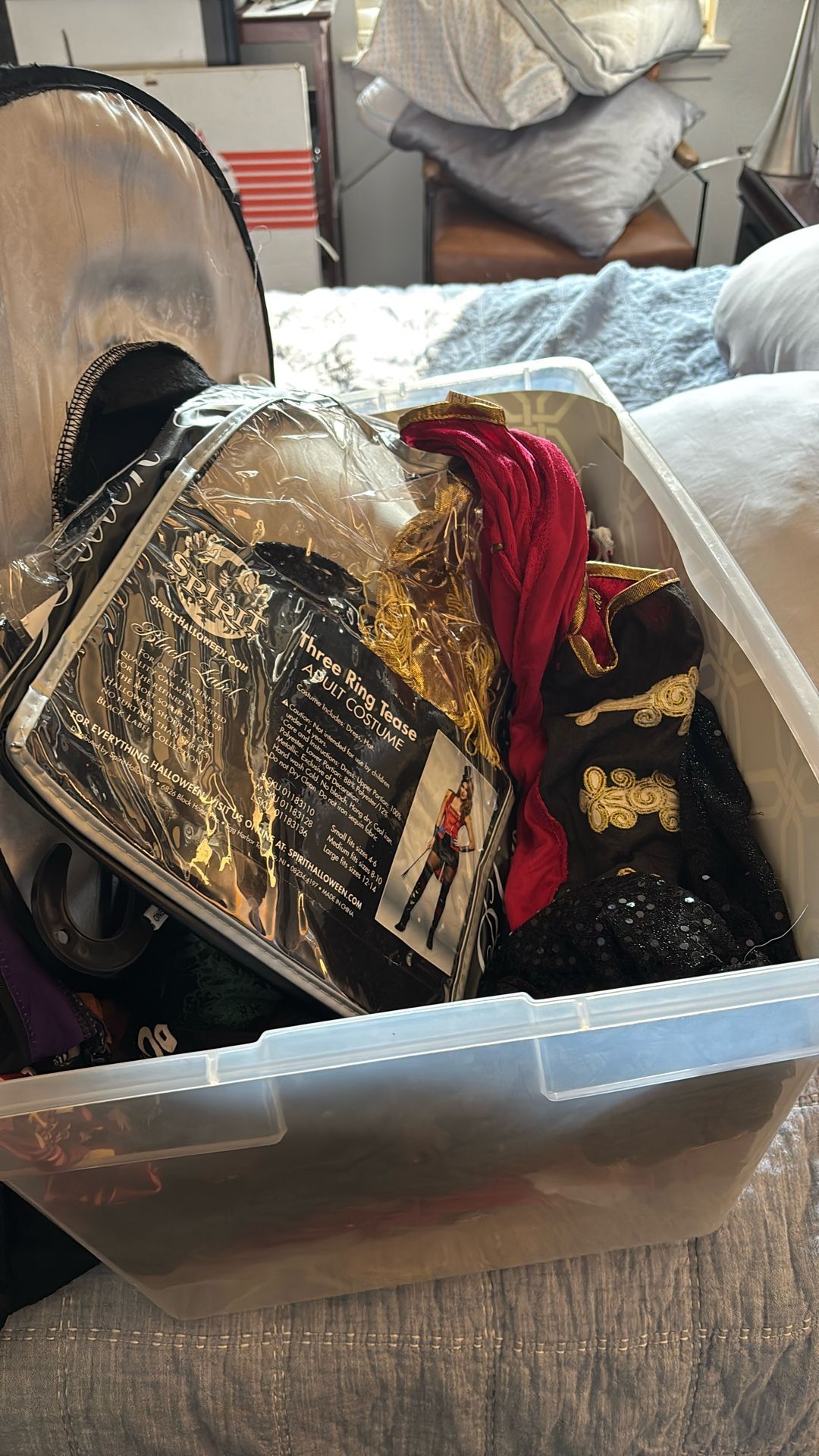 Box of Halloween costumes