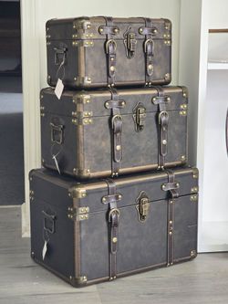 Set of 3 Vintage-Style Decorative Storage Trunks