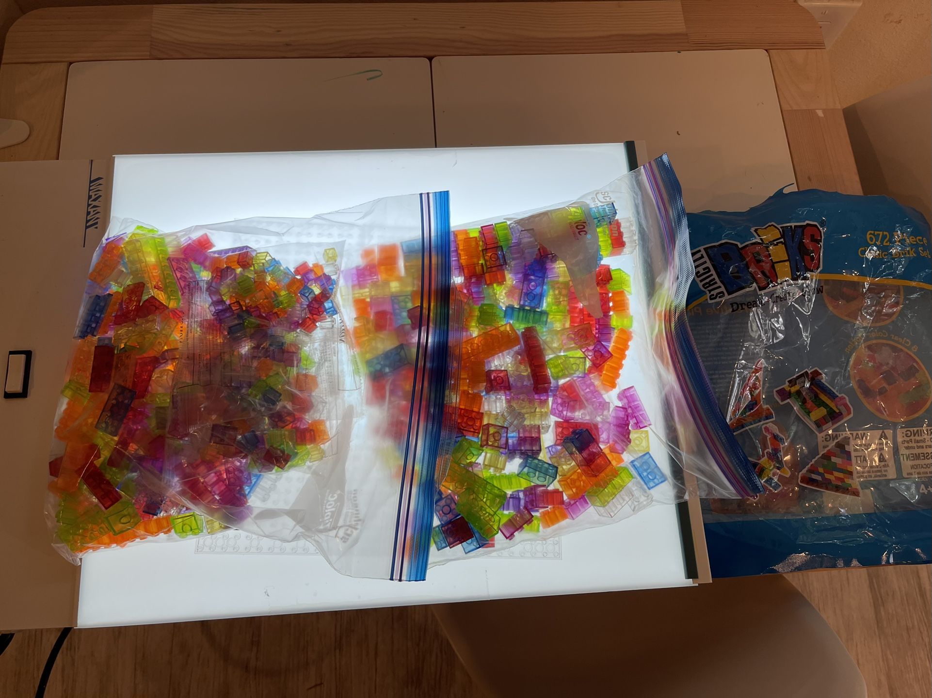 Kids Light Table With Translucent Bricks Lego With Building Pad