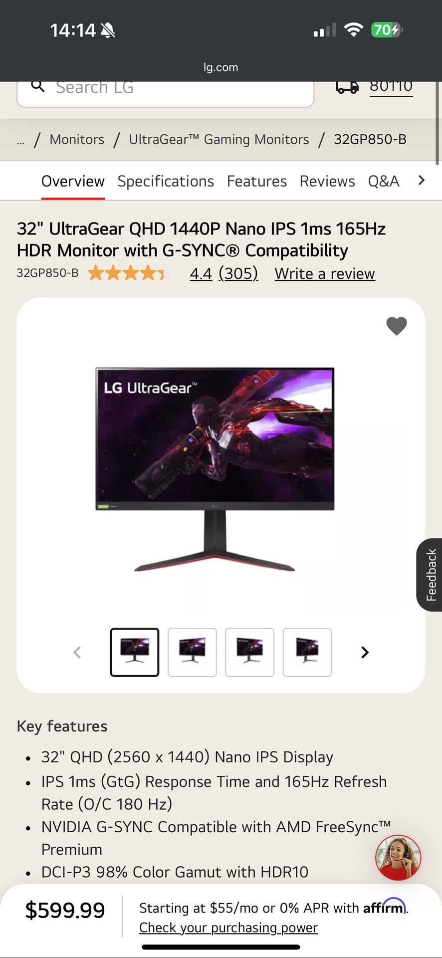 LG UltraGear 32” Monitor