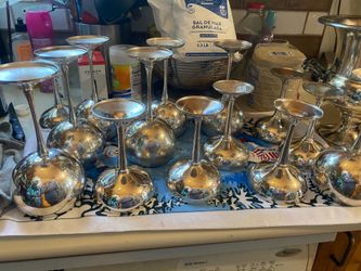 Set de copas con jara para poner una botella de vino Plata internacional