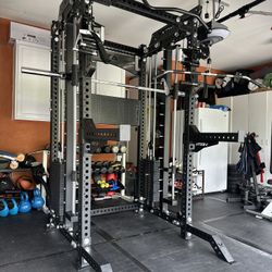 PRO SERIES Ultimate Half Rack Functional Trainer w/Smith Machine Bar | 400lb Stack | Gym Equipment | Fitness | Commercial | Squat Rack