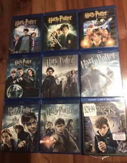 Harry Potter and fantastic beasts Complete 9-Film Collection, Disney marvel Harry Potter DC movies Bluray and dvd collectibles