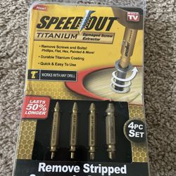 Speed Out Titanium Damaged Screw Extractor Kit, 4 Piece Set