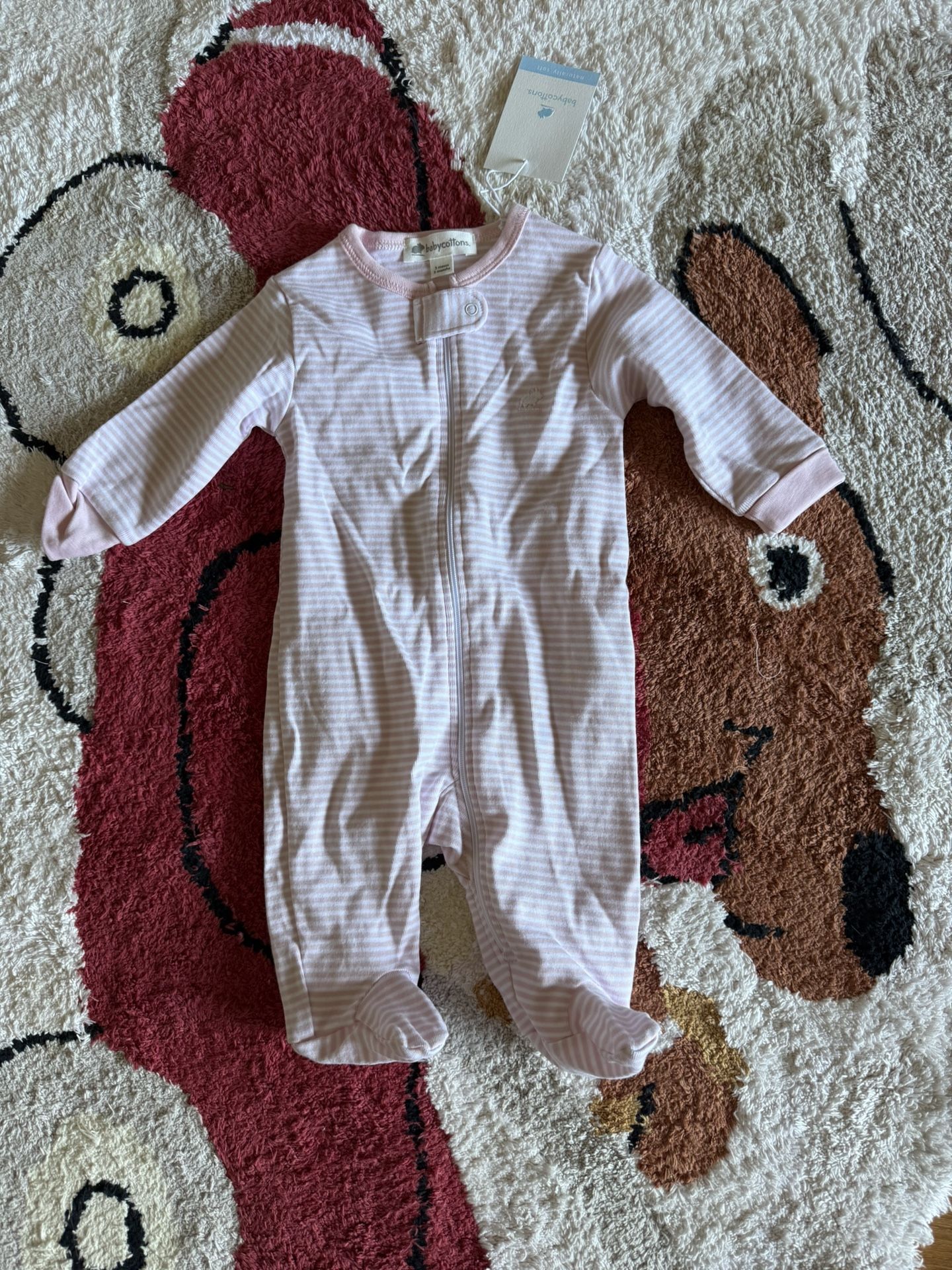 Baby Cottonss Striped Zip Footie - 3 Months (NEW with Tags)