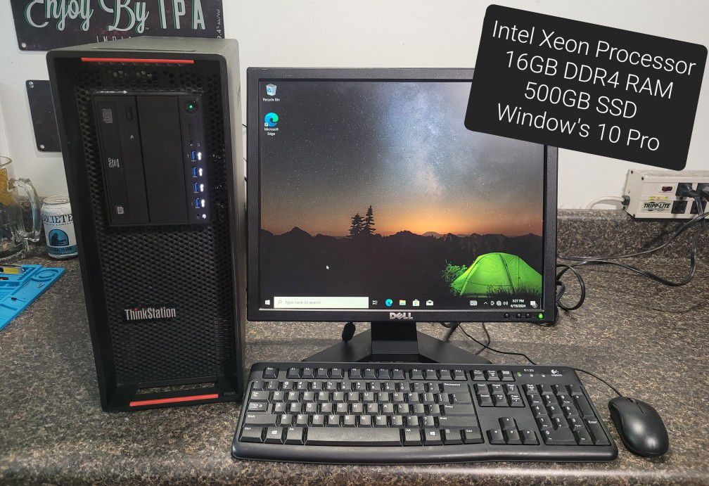 Lenovo ThinkStation P500 Desktop Computer With Monitor Keyboard And Mouse Included