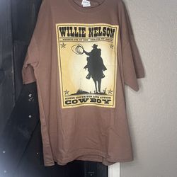 Willie Nelson T-Shirt - Brown - Old Whiskey River - Beer For My Horses - Cowboy