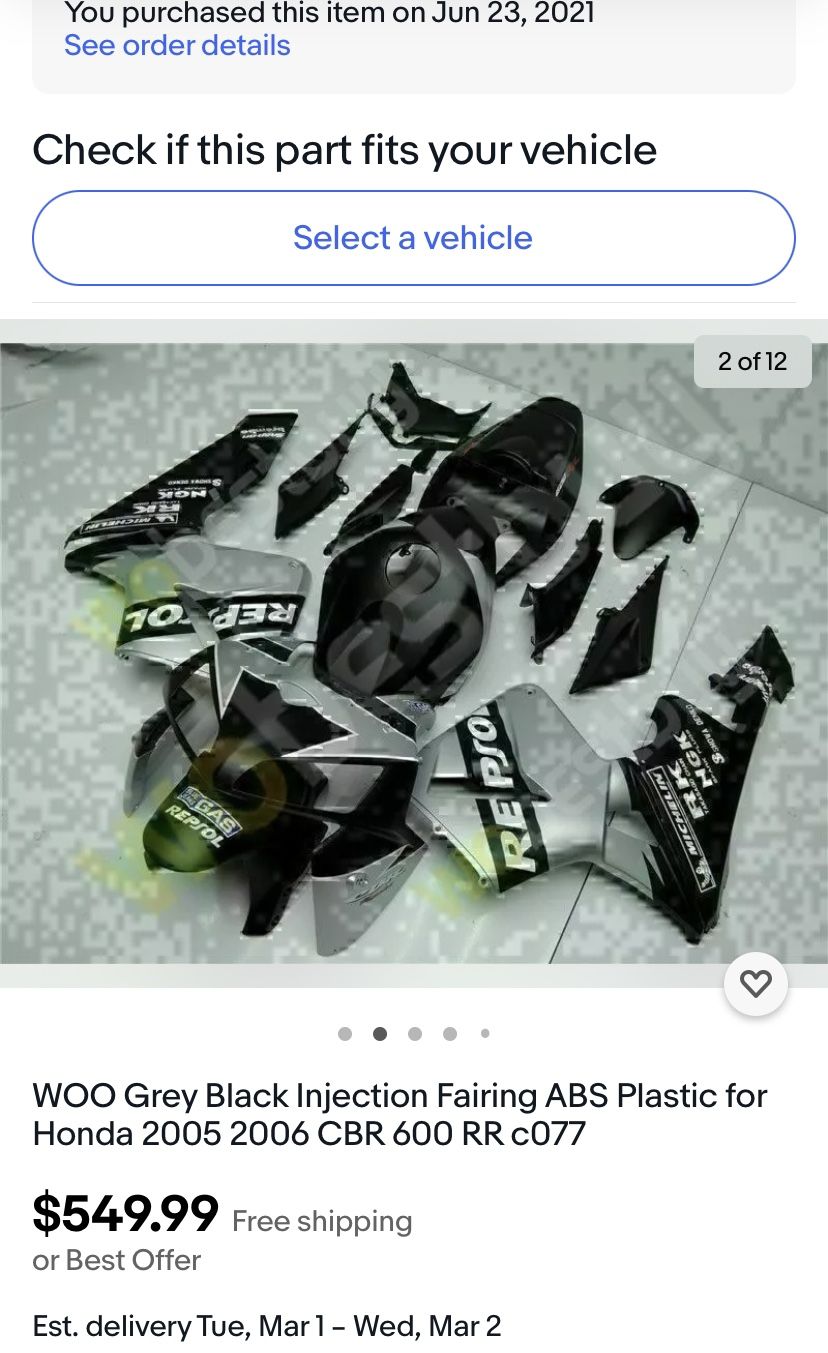 Honda Cbr600rr Fairing For 2005-2006