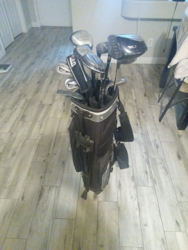 Golf Clubs And Stand Bag