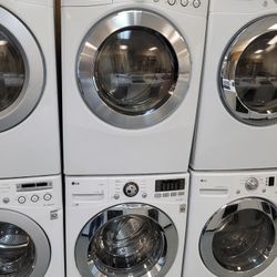 LG Front Load Washer And Stackable Gas Dryer Set 