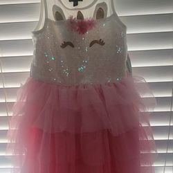 Toddler/girl Size 5 Unicorn Pink Easter Dress 