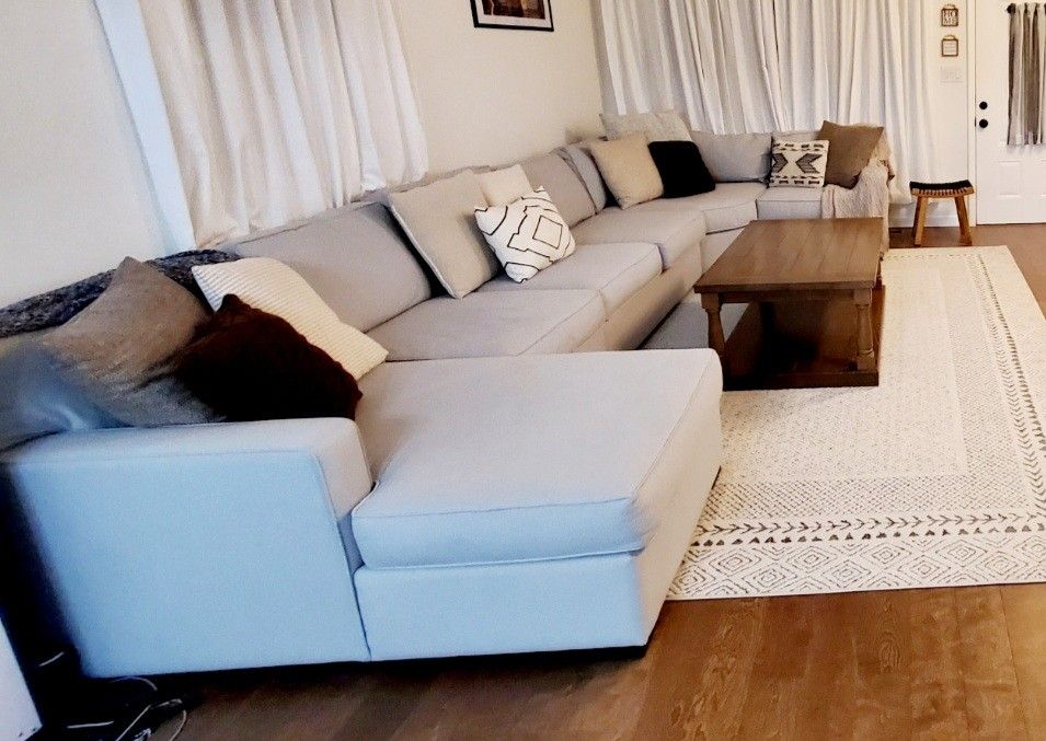 Large 5 Seater Light Grey Sectional Sofa