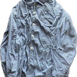 Polo by Ralph Lauren Mens Pajama Shirt XL Blue Plaid Cotton