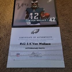 Philadelphia Eagles Kvon Wallace And Kenneth Gainewell Signed Photo With COA 
