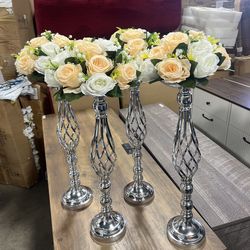 New-Set of 10 Siver Tall Flower Centerpiece Vase Stand for Table Centerpiece,23" Wedding Centerpieces Table Decoration