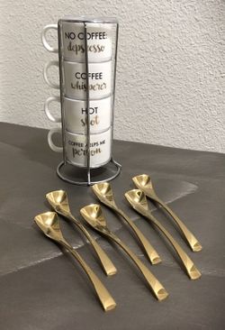 10pc Gold Espresso Service NEW