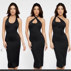 Shapewear Convertible Backless Halter Sculpting Midi Dress