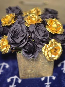 Black and Gold Faux Rose Centerpiece