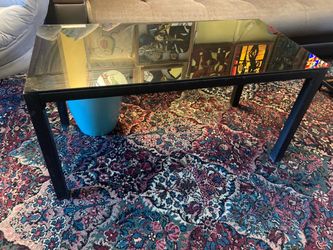 Black Metal Coffee Table with Glass Top