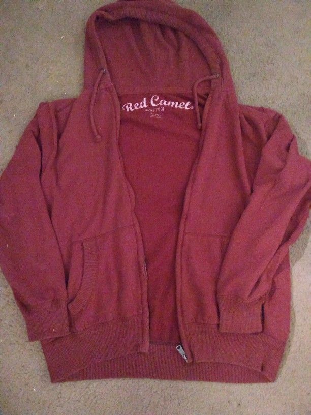 Red Camel Brand Burgundy Zip Up Hoodie