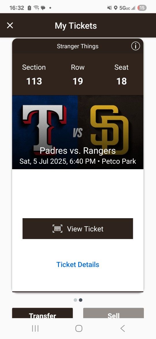 Two SD Padres Vs Texas Rangers July 5th