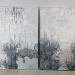 Beautiful oil paintings in shades of gray and white match any decor