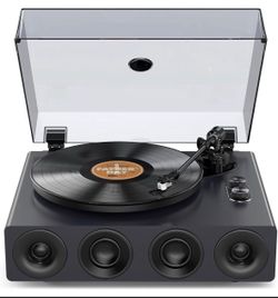 1 by ONE High Fidelity Record Player, All-in-One Turntable with Built in Speakers Phono Preamp.