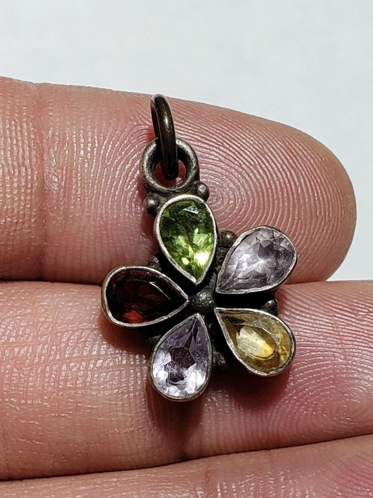 Sterling Silver Multi Stones Locket/pendant