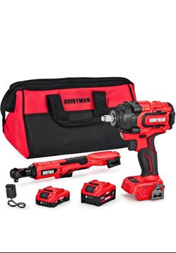 Ratchet Combo Kit  20V 1/2 "Cordless Brushless Impact Wrench& 3/8'' 700N.m impact wrench 516 ft lbs