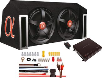 packege bass 2-12 inch subwoofer with amp and box