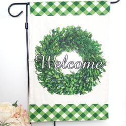 Welcome Garden Flag. 12"x18"  Wreath Garden Flag. Front Yard Decor.