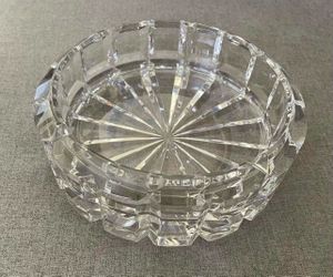 Mid-Century 1970s Round Crystal Grid Ashtray Dish Catchall Home Decor