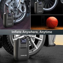 Portable Tire Inflator Air Compressor, Electric Air Pump Cordless Mini Tire Pump with LCD Screen for Cars, Motorcycles, Bikes, Balls