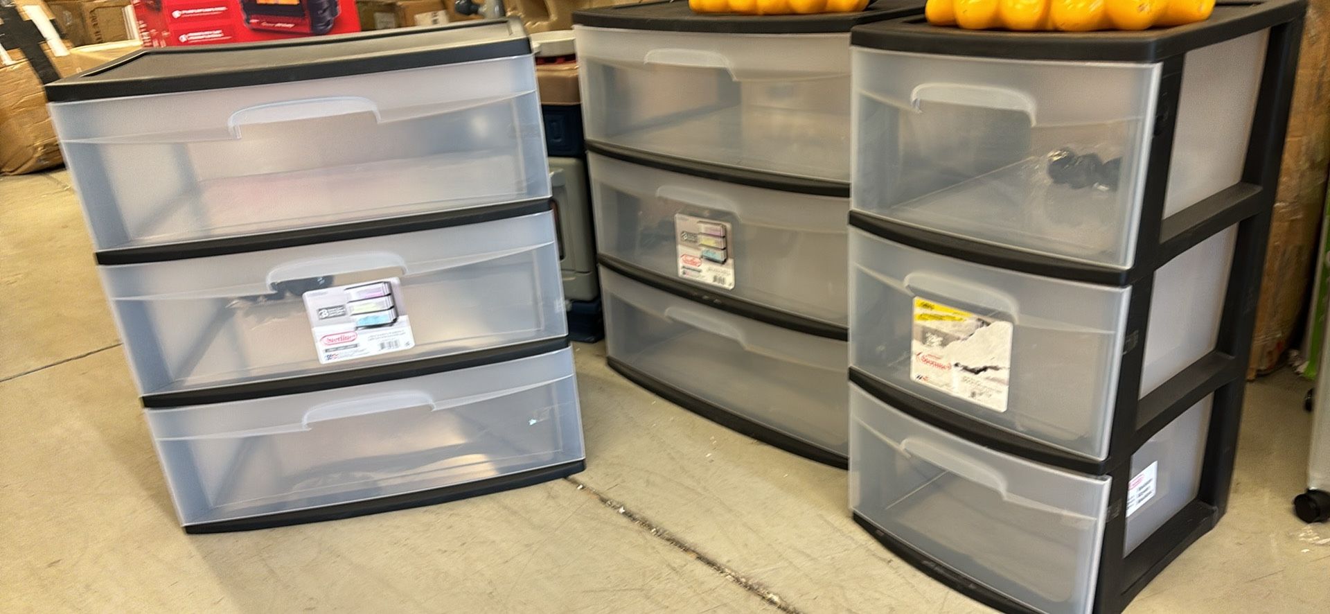 Sterilite Wide 3 Drawer Cart Black