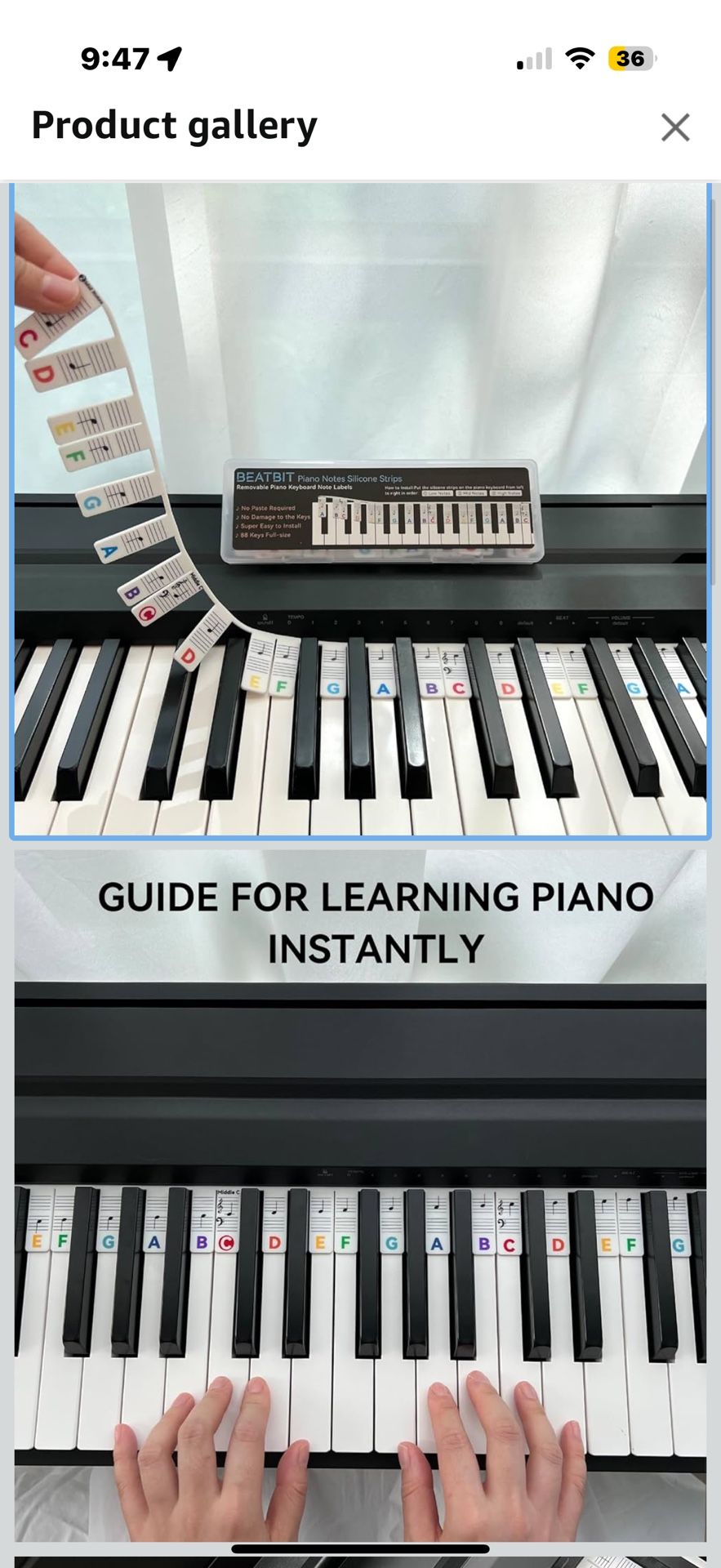Piano Notes Guide for Beginner, Removable Piano Keyboard Note Labels for Learning, 88-Key Full Size, Made of Silicone, No Need Stickers, Reusable and 