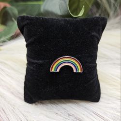 Rainbow 🌈 enamel silver Metal pin Lapel Backpack Hat Brooch approximate 1"