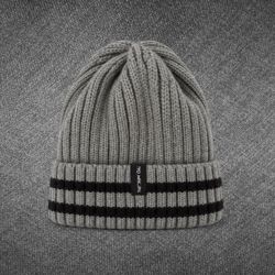 Cotton On Gray Black Striped Ribbed Beanie Hat