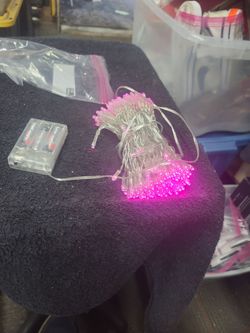 Pink led battery operated lights approx 10 ft