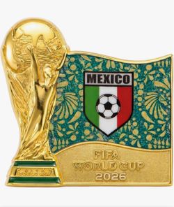 Historical 🏆FIFA World Cup™️ 2026🇲🇽⚽️ MEXICO FLAG with TROPHY⚽️🇲🇽Pin