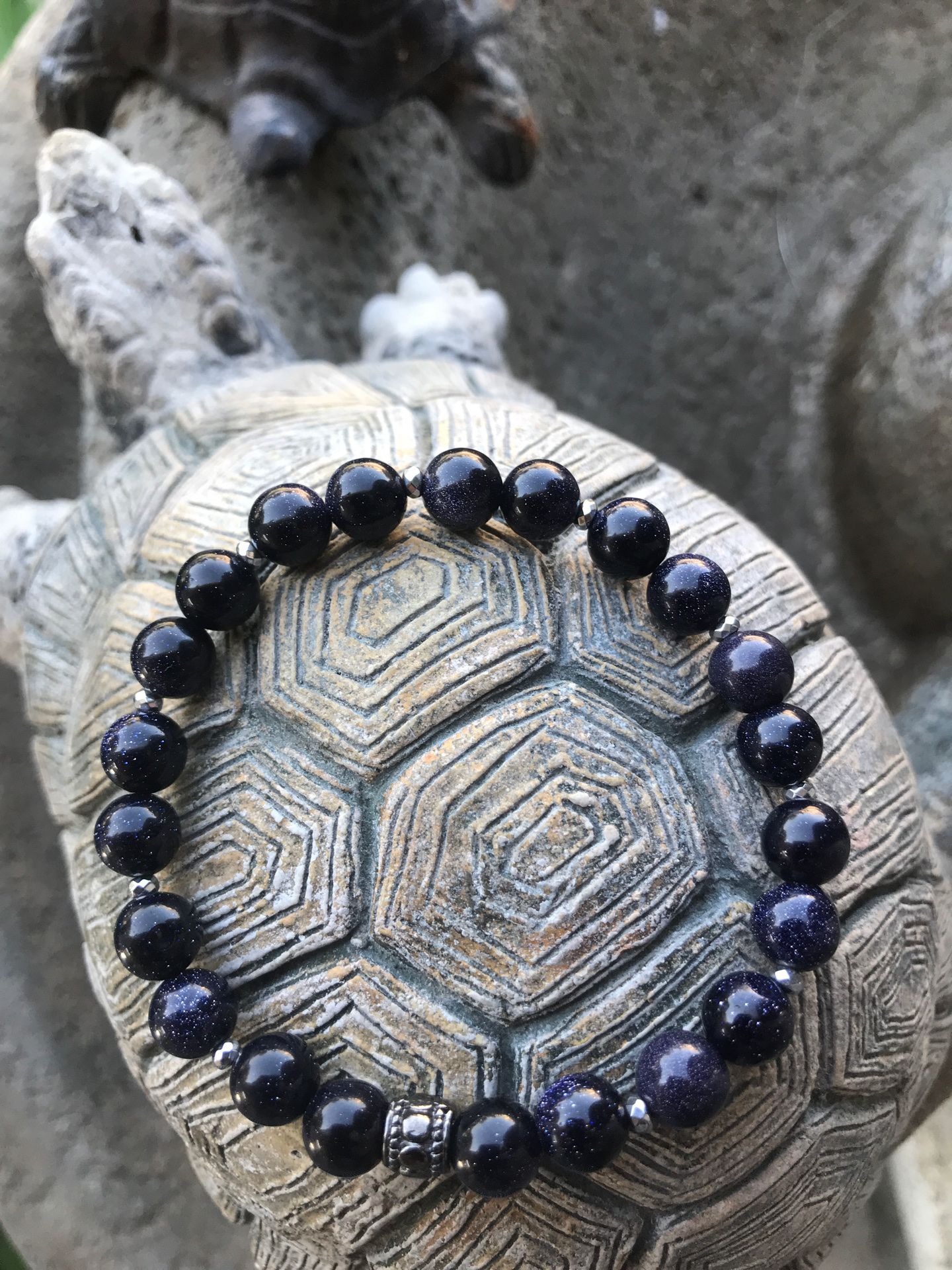 Blue sand stone stretch bracelet size 8 inches