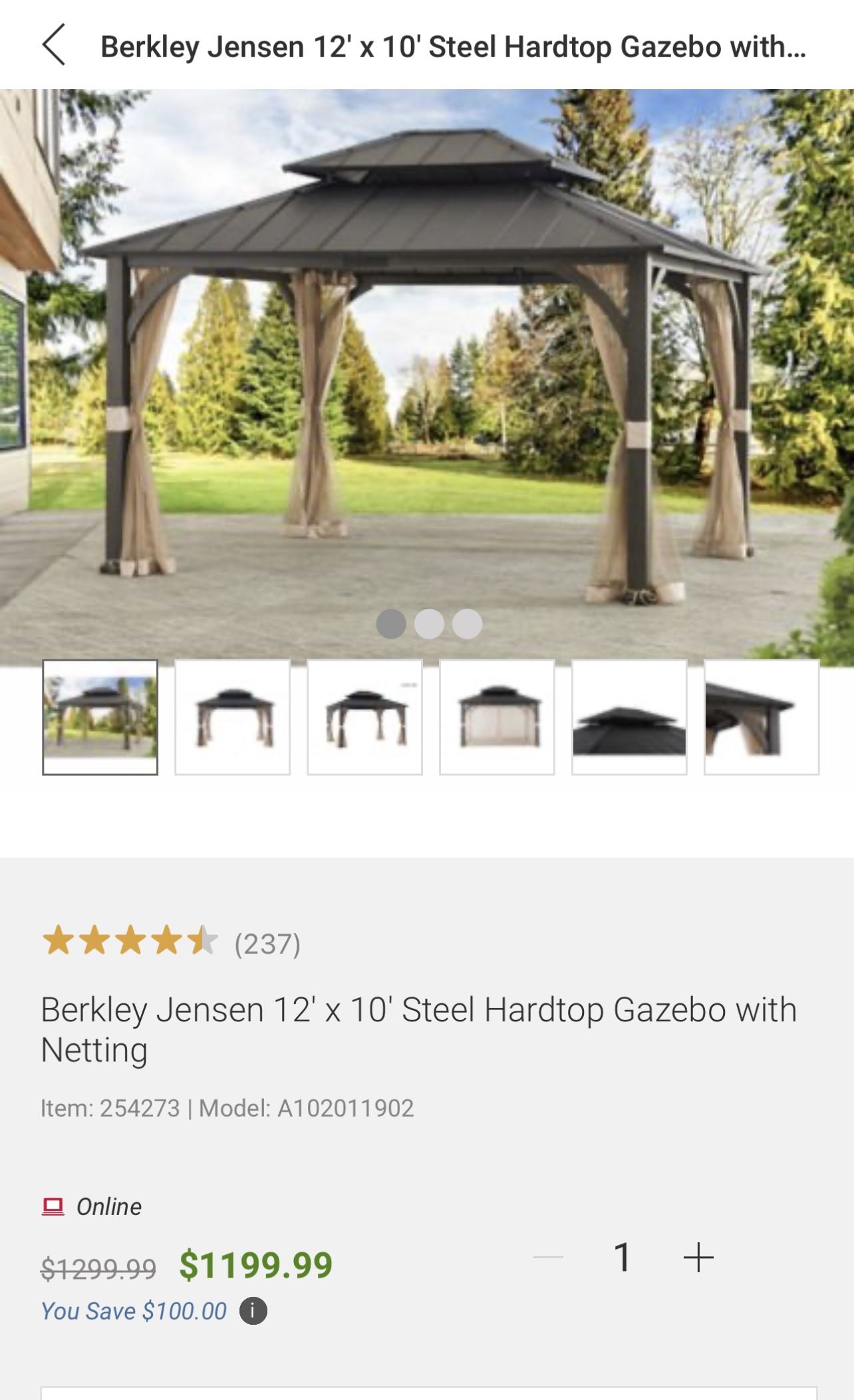 Berkley Jensen - Hardtop outdoor Gazebo - 12 X 10