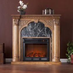Vickery Old World Oak Electric Fireplace —Upton Home