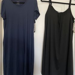 2 New Women’s 32 Degrees Cool Dresses Navy Black XL
