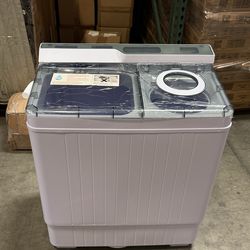 New Portable Washing Machine, Twin Tub 26 Lbs Capacity, 18 Lbs Washer and 8 Lbs Spinner. 26” X32”