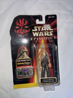 Star Wars Episode 1 JAR JAR BINKS 3.75" Action Figure 1998 Commtech Hasbro