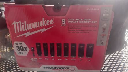 Milwaukee 9 piece thin wall deep impact socket set